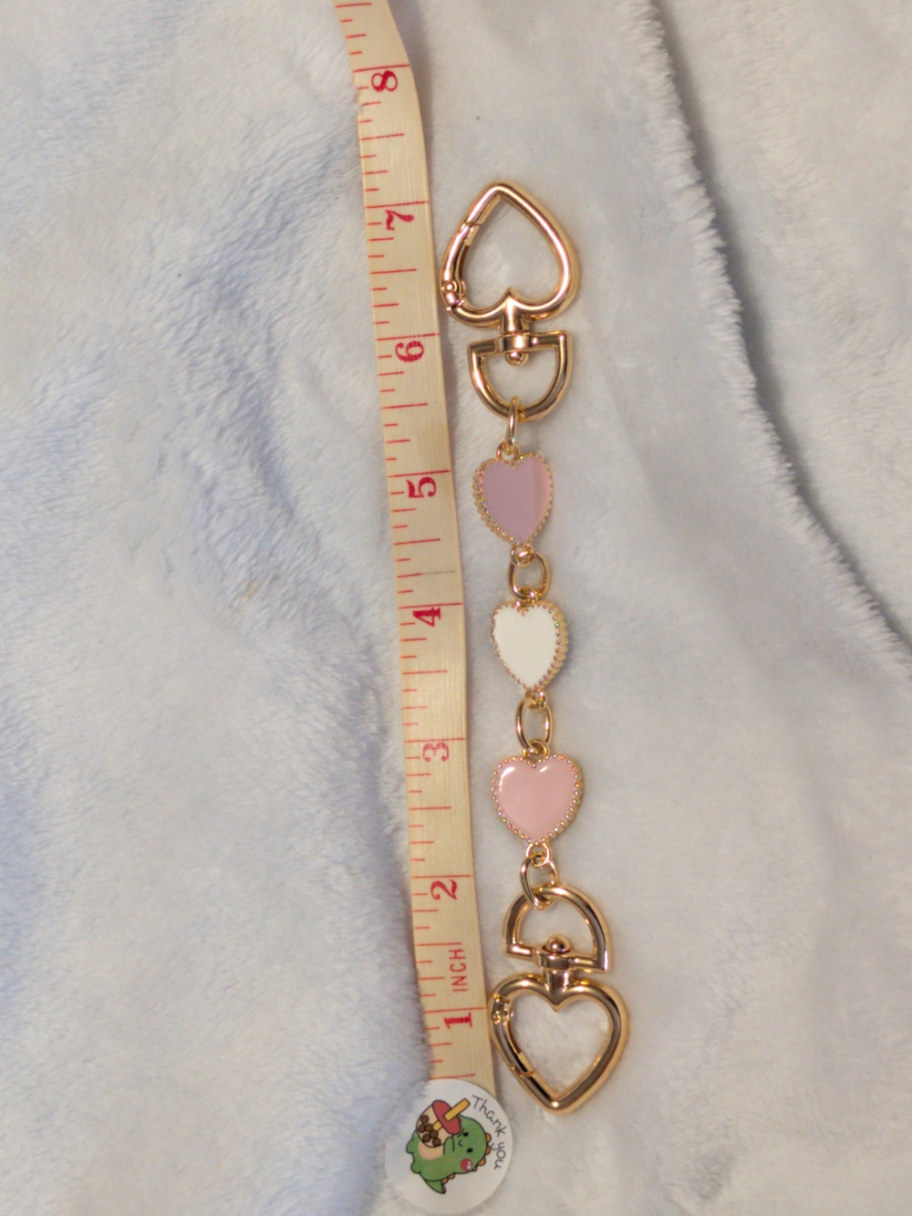 Pink and White Heart Link Purse/ Wallet Metal Hanging Chain - Picture 3 of 3